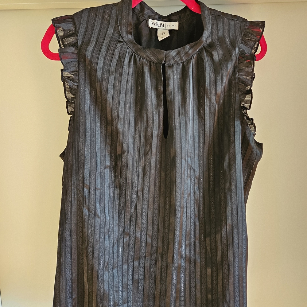 White House Black Market Black Ruffle Sleeve Blouse
